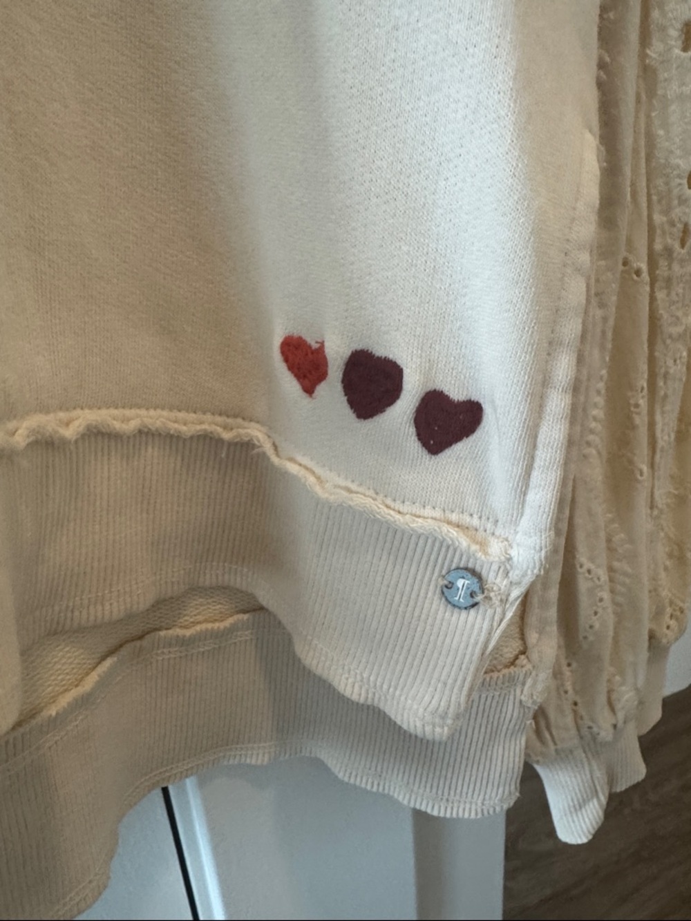 Pilcro Cream Crochet-Appliqué Long-Sleeve Sweatshirt - Picture 5 of 9